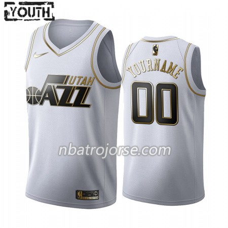 Barn Utah Jazz Tröja Skräddarsydda 2019-20 Nike Vit Golden Edition Swingman